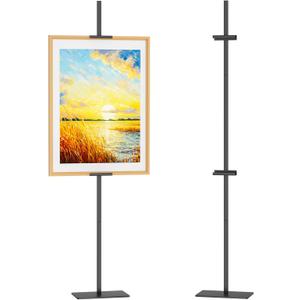 Adjustable Easel Stand for Picture Frames, Holds Frames Up to 63" Tall, Floor Metal Display Holder Stand for Sign, Tabletop Sturdy Art Easel for Home, Office, Galler (Black)