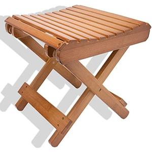 LOYPP Folding Bamboo Stool for Shower, Leg Shaving and Foot Rest, Natural Bamboo Folding Stool, Folding Bamboo Shower Seat, Fully Assembled, 12 Inch High
