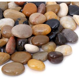Calofulston 15LB River Rocks for Plants, 1-1.75 inch Natural Decorative Stone for Indoor Pots or Vase or Outdoor Garden Landscaping, Polished Mixed Pebbles for Planters, Come with Gloves
