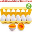 Toddler Eggs Toys,Montessori Geometric Egg Early Fine Motor Skills Learning Color Sorting & Shape Sorter Matching Game Easter Basket Stuffers Toys for Kids Boys Girls Ages 1-3