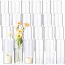 24 Pcs 8 Inch Tall Glass Vases Bulk Clear Cylinder Flower Vases Transparent Candle Holder Bulk Wedding Table Centerpieces Decoration for Banquet Dinners Party Event