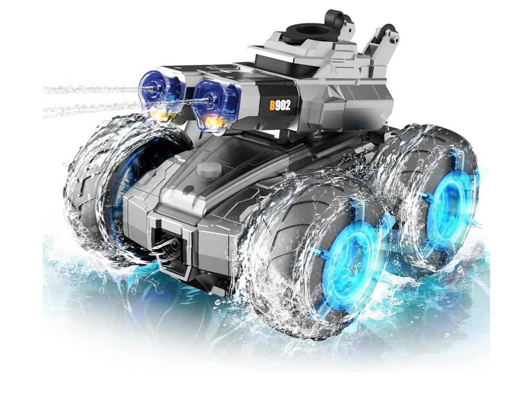 3-in-1 Remote Control Car RC Boat & Water Gun Amphibious Remote Control Car 4WD All-Terrain RC Cars Gesture Sensing Rc Stunt Car RC Trucks Toys Birthday Gifts for 8 9 10 11 12 Year Old Boys