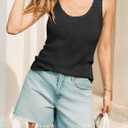 Tankaneo Womens V Neck Tank Tops 2026 Sleeveless Ribbed Knit Shirts Summer Casual Sexy Sweater Vest (Black, L)