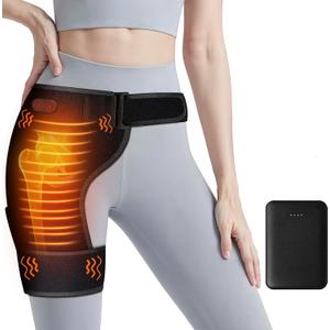 Cordless Heated Massage for Hip/Sciatica Pain Relief with 5000mAh Power Bank Hip Heating Pad Support Brace with Hot Physical Therapy Lower Back/Thigh/Buttock, Best Gift for Family