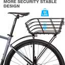 Rear Bike Basket with Rack - Rear Rack with Fixed Basket for Disc Brake/Non-Disc Brake Mount - Bicycle Basket Cargo Touring Carrier fit 26-29 and 700c, Large