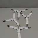 4PCS Bed Sheet Straps with Metal Clips, Adjustable Elastic Fitted Sheet Holders for Corners, Keep Bedding Wrinkle-Free, Easy to Install Durable Fasteners, Mattresses (White)