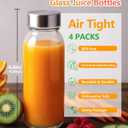 Zukro Glass Water Bottles with Lids 10.5 oz, 4 Pack Reusable Clear Glass Small Juice Bottles With Stainless Steel Cap for Juicing, Milk, Ginger Shot, BPA Free Leak Proof 300ml Drinking Jar