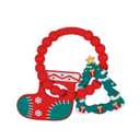 Silicone Baby Ring Toy with Christmas Stocking and Tree Teethers,Must Haves Teething Relief Chew Toys for 0-6,6-12 Months Boys and Girls,Newborns Essentials,Safe and Soft,BPA Free.