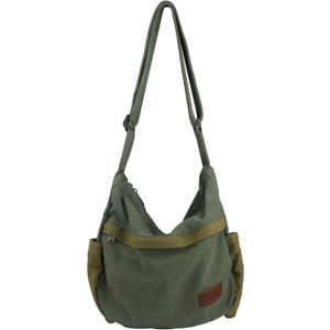 Large Canvas Messenger Bag with Multiple Pockets for Men and Women, Crossbody Shoulder Tote Hobo Laptop Bag (2 - Green)