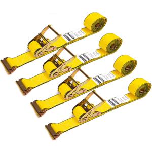 E Track Straps 2" x 16'(4 Pack), E Track Ratchet Straps 4400 LBS Box Truck Straps for Semi Trailers, Vans, Load