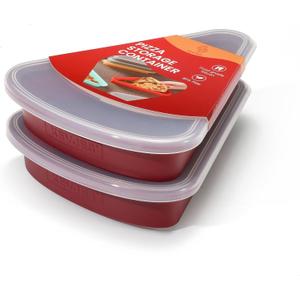 2-Pack Reusable Silicone Leftover Pizza Slice Storage Container with Air-tight Lids-BPA Free,Fits Single Slice up to 16,Save Space, Refrigerator Organizer (Cranberry)