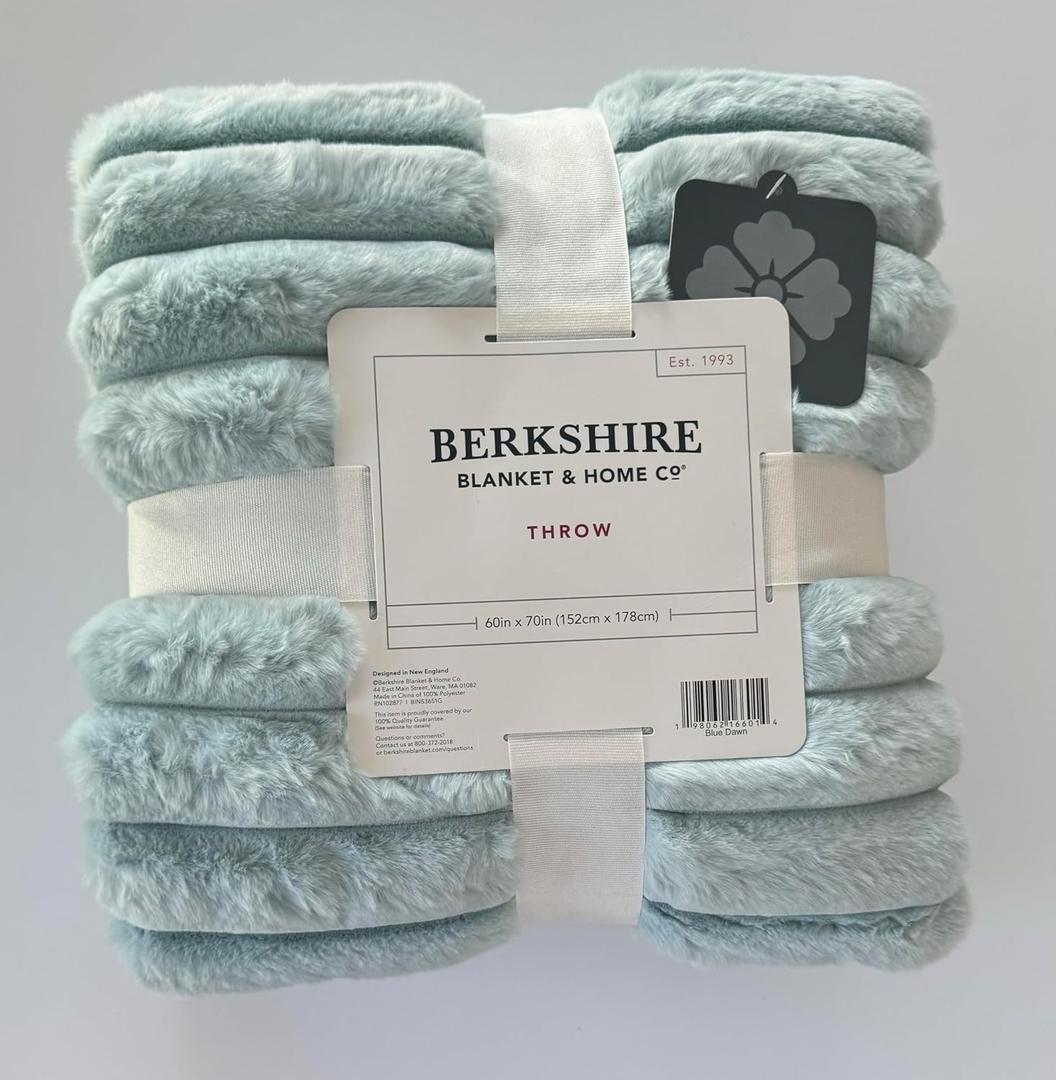 Berkshire Blanket Loftmink Faux Fur Throw (Blue Dawn)
