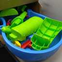 Step2 Rain Showers Splash Pond Water Table, Kids Water and Sand Activity Sensory Playset, Summer Outdoor Toys, 13 Piece Water Toy Accessories, For Toddlers 1.5+ Years Old, Blue & Green, 39 X 24 X 32