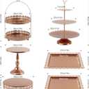 6 Pcs Rose Gold Cake Stands Set, QENUIITEA Cake Display Pedestal Tiered Cupcake Holder Dessert Plate Serving Tower Tray Decorative for Wedding Birthday Party Baby Shower Celebration