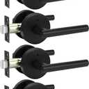 goldenwarm 4 Pack Black Door Handles, Matte Black Privacy Interior Door Handle, Indoor Door Lever for Bedroom, Bathroom, Heavy Duty Zinc Alloy