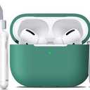 R-fun for AirPods Pro 2nd/1st Generation Case with Cleaner Kit,Soft Silicone Protective Case Cover for Apple AirPod Pro 2/1 for Women Men,AirPods Pro Case Accessories with Keychain,Pine Green
