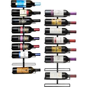 Sorbus Wall Mount Wine Rack 2-Pack  Holds 9 Bottles Each  Black Metal Wine Bottle Holders for Wall, Modern Wine Rack for Home Bar, Kitchen