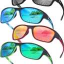 4 Pairs Polarized Sunglasses for Men Women Sports Wrap Around Shades UV Protection Running Fishing Biking Cycling