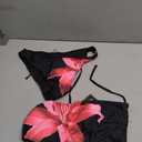 ZAFUL Womens 3pcs Bikini Swimsuits Bandeau 3 Piece Swimwear High Cut Bikini Sets with Long Sheer Coverup Dress 1-Floral Black M