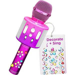 Move2Play, Kids Karaoke Microphone | Includes Stickers & Bluetooth | Kids Birthday Gift | Toy for All Ages 2, 3, 4, 5, 6+ Year Old Girls, Boys & Toddlers (Pink/Purple)