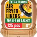 Air Fryer Paper Liners, 125Pcs Air Fryer Disposable Liners, Non-Stick and Oil Proof for Easy Cleanup, 8 Square for 5-8 qt Basket by Baker's Signature