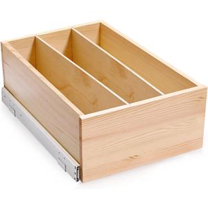 Pull Out Cabinet Organizer with Divider, 14''W21''D7''H Soft Close Wood Drawer for Kitchen Pantry, Finished, Heavy-Duty, Bottom Assembly (Wood Drawer Part Width is 13'')