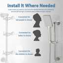Shower Slide Bar Adjustable Handheld Shower Head Holder Wall Mount - 15inch All-Metal Shower Head Slide Bar Compatible with Bathroom Drill Free Glue Installation - Brushed