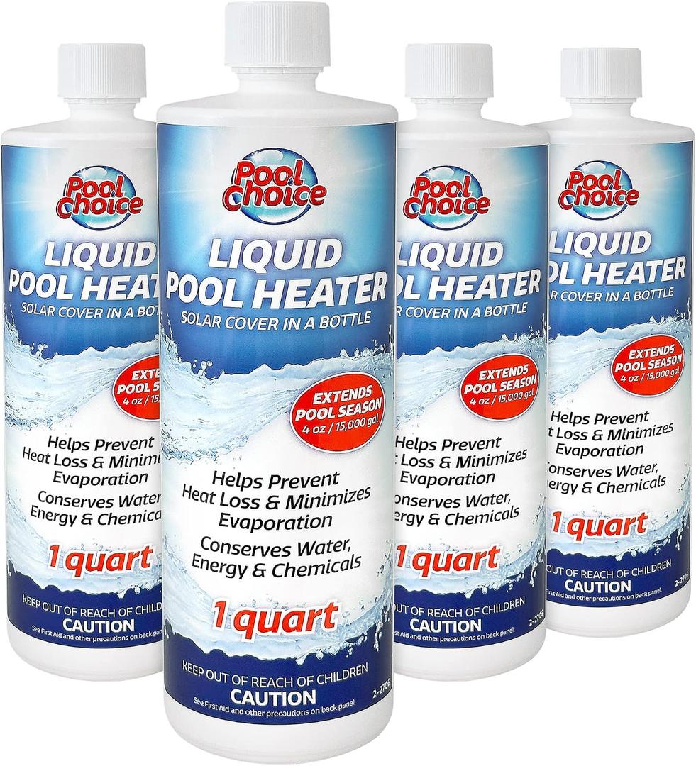 SpaChoice 1-Quart 4-Pack Premium Liquid Pool Heater Solar Cover In a Bottle, Liquid Solar Blanket for Pool, Made in USA
