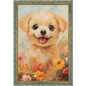 16x24 Frame Gold Blue, Elegant Floral 24x16 Picture Frame, for 16 x 24inch Gallery Photo Pic with HD Plexiglass, 1.5in Widen 1in Thick, Horizontal Vertical Wall Display