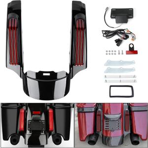 Rear Fender Extension Fascia LED Light Rear Mudguard Kit with Brake/Running/Turn Signals Lights Fit for Harley Touring Road King Street Glide 2014-2022 (Red Lens)