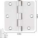 Brushed Nickel Door Hinges 3.5 Inch 1/4" Radius 30 Pack 3 1/2 Interior Door Hinge for Doors Wooden Silver Residential Standard Bedroom Indoor Inside Door Hinges Office Laundry Storage Room Hardware