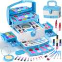 PERRYHOME Kids Makeup Set for Girl 56 Pcs Washable Real Cosmetic, Non-Toxic Frozen Toys Toddler Makeup Kit, Princess Dress up Christmas & Birthday Girl Gift for 3 4 5 6 7 8 9 10 11 12 Year Old Girls