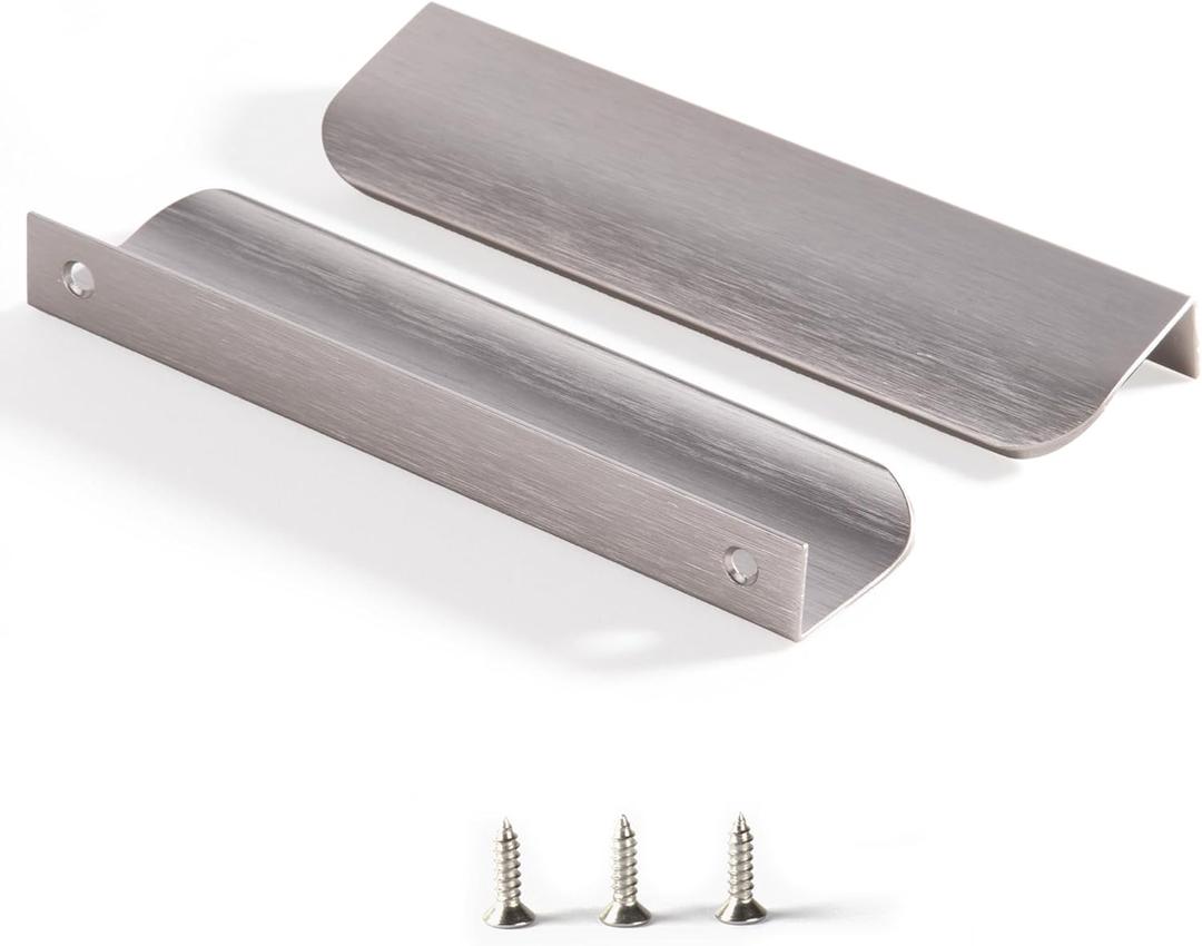 Satanga Edge Finger Pull for cabinets Kitchen Concealed Drawer pulls Aluminum Flat Hidden Back Mount Door Handle for Home 10 Pack Modern White 5 Inch Overall Length Easy Installation