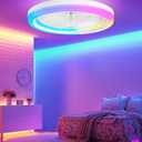 19.9" White Kids Ceiling Fan with Light, Low Profile Caged Design