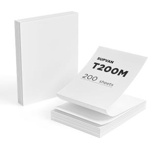 SUPVAN T200M US Letter Size 8.5" x 11" Thermal Paper, 200 Sheets Continuous Stack for Batch Printing, BPA-Free, Smooth Printing, Compatible with other Printers