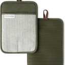 KITCHENAID Evergreen Design Series Herringbone Ribbed Soft Silicone Pot Holders 2-Pack Set, Heat Resistant up to 500F, Flexible & Waterproof, Deep Forest Green, 7"x10"
