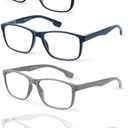 JOLISU 4 Pack Reading Glasses Men Blue Light Blocking with Spring Hinge, Anti Eyestrain/UV Large Wide Square Computer Readers