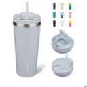 BJPKPK 22oz Stainless Steel Insulated Tumbler With lid And Straw Travel Coffee Thermal Tumblers Cup For Women And Men,Modern Blue