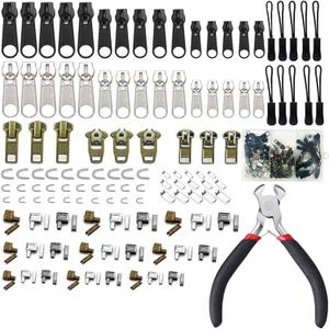 Zipper Repair Kit,Zipper Pull Replacement with Installation Pliers Tools & Extension Pulls for Clothing Jackets Purses Luggage Backpacks Boots