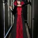 Vampire Costume for Women with teeth Accessories Gothic Vampire Dress Halloween Witch Costume Adult (Small, Black)