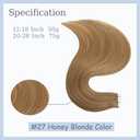 #27 Honey Blonde Tape in Extensions Human Hair 28 Inch Blonde Straight Tape in Seamless Extensions Human Hair Skin Weft Seamless Invisible Unprocessed Virgin Remy Hair 45g 10 Pcs