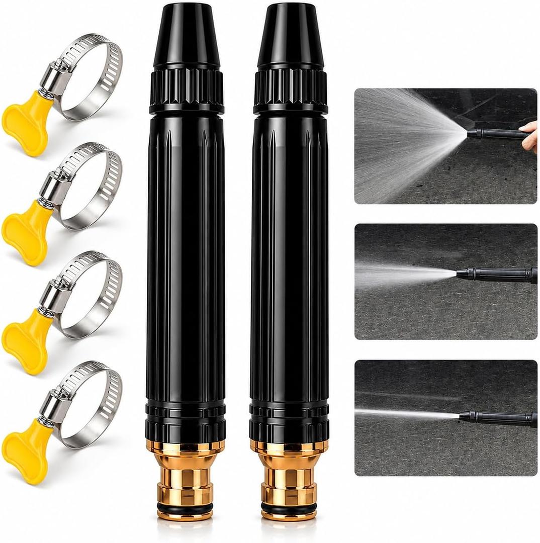 2PCS High Pressure Hose Nozzle, 2026 Upgraded Home High-Pressure Car Wash Water Gun with Booster Nozzle and Hose, Garden Hose Sprayer for Watering Plants and Vegetables, and Car Washing