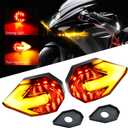 Motorcycle Turn Signal LED Lights 21 SMD LEDs Arrow Amber Bilnker & Red DRL Brake LED Indicator Waterproof for Motorcycle Motorbike.2-Pack.(Red/Amber)