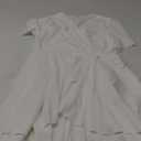 Amoretu Women's 2024 Summer Wrap Dress Short Sleeve Casual V Neck Ruffle Mini Dresses (Large, All White)