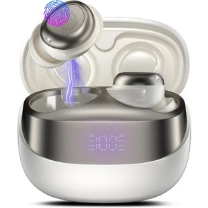 Sleep Earbuds Bluetooth 5.4 in Ear Light-Weight Headphones, Mini Sleep Headphones Small Design for Side Sleepers, 47H Playtime with Charging Case, Clear Calls Earphones, IvoryWhite