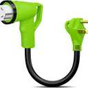 12" 90-Degree Dogbone RV Adapter - 30 Amp Male to 50 Amp Female with Twist Lock and LED Power Indicator
12" 90-Degree Dogbone RV Adapter - 30 Amp Male to 50 Amp Female with Twist Lock and LED Power Indicator