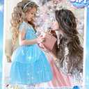 JieJieko Girls Princess Costume One Shoulder Fancy Dress Gowns with Accessories for Halloween Cosplay (5-6 years)
