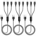 3 in 1 Multiple Charging Cord, Braided Multi Charger Cable USBC Charging Cable Universal USB Cable with Type C/Micro USB Port for Cell Phones, iPhone 17 16 15 14 13 Series, Tablets, More (4Ft)