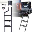 Aluminum Alloy Foldable Pickup Truck Tailgate Ladder, Heavy Duty 45" Folding Tailgate Step Ladder with Lock Device for Pickup Truck Universal Accessories Easy Install