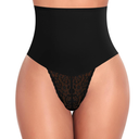 Werena Tummy Control Thong Shapewear for Women Mid High Waisted Body Shaper Underwear Lace Shaping Thong Girdle Panties S
